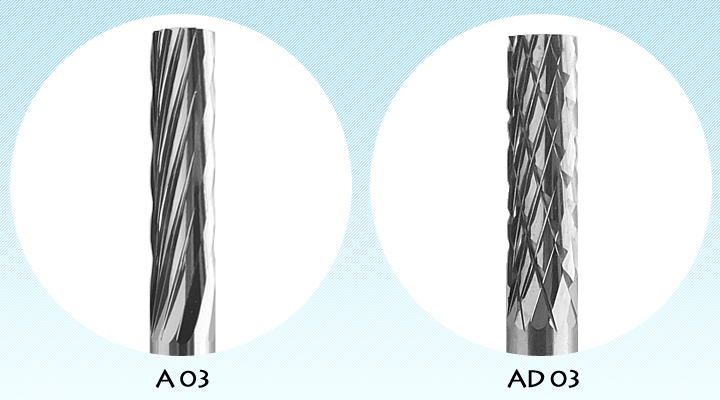 オナーロイ 超硬ロータリーカッター A03/AD03 3mm シャンク　ヘッド詳細