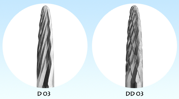 オナーロイ 超硬ロータリーカッター D03/DD03 3mm シャンク　ヘッド詳細